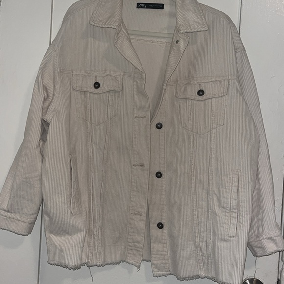 ZARA écru corduroy oversized shacket jacket size M - Picture 3 of 8